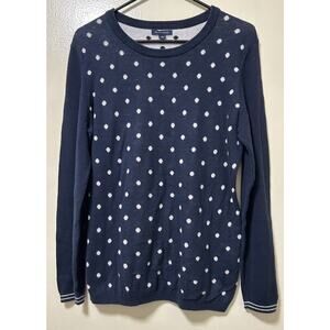Tommy Hilfiger Women's Navy/White Polka Dot Knit Sweater Preppy - Size Medium